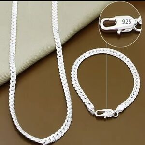 22" Sterling Silver Necklace and Bracelet Set